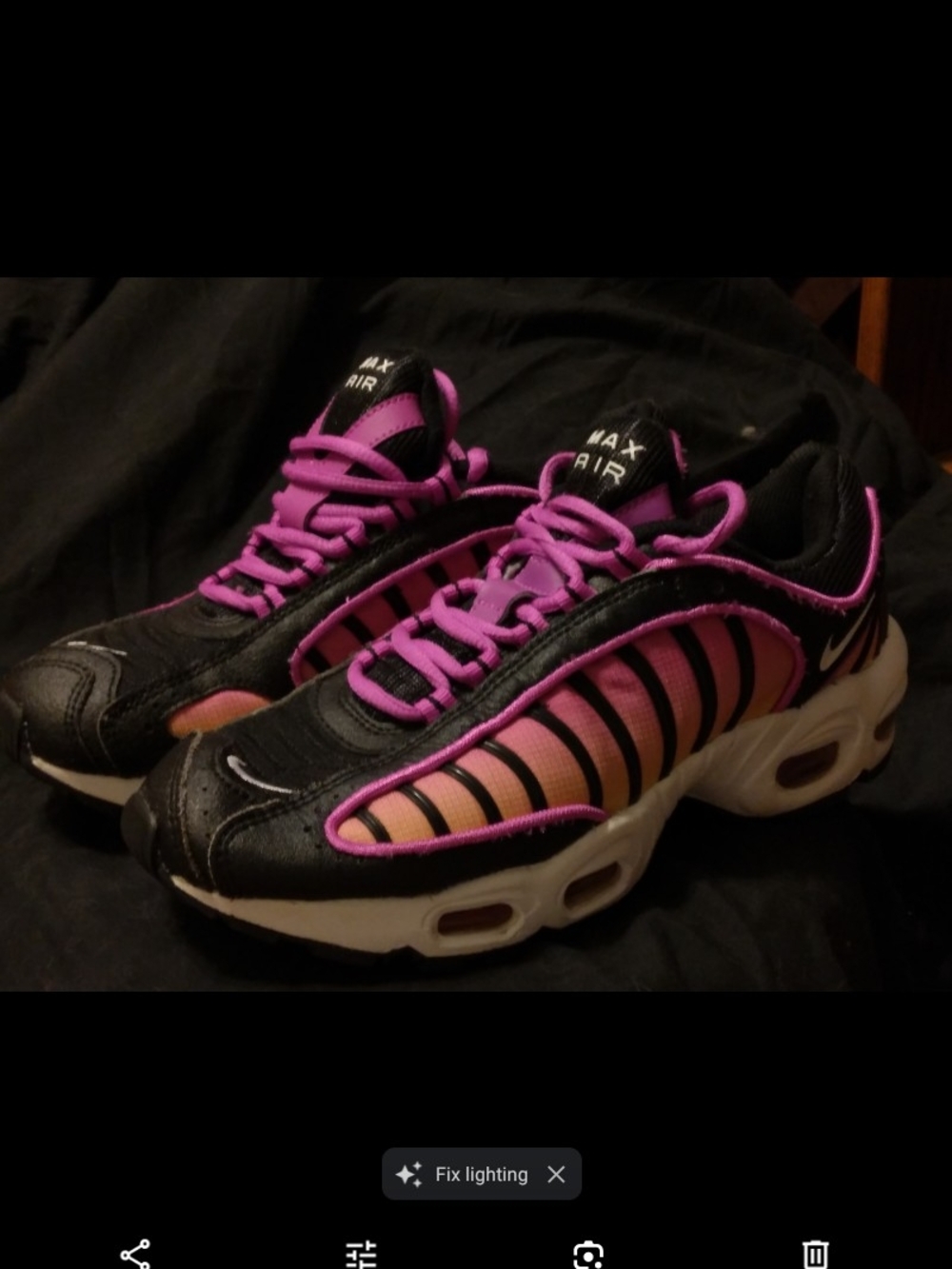 Nike Women's Black and Pink Gradient Air Max Sneakers